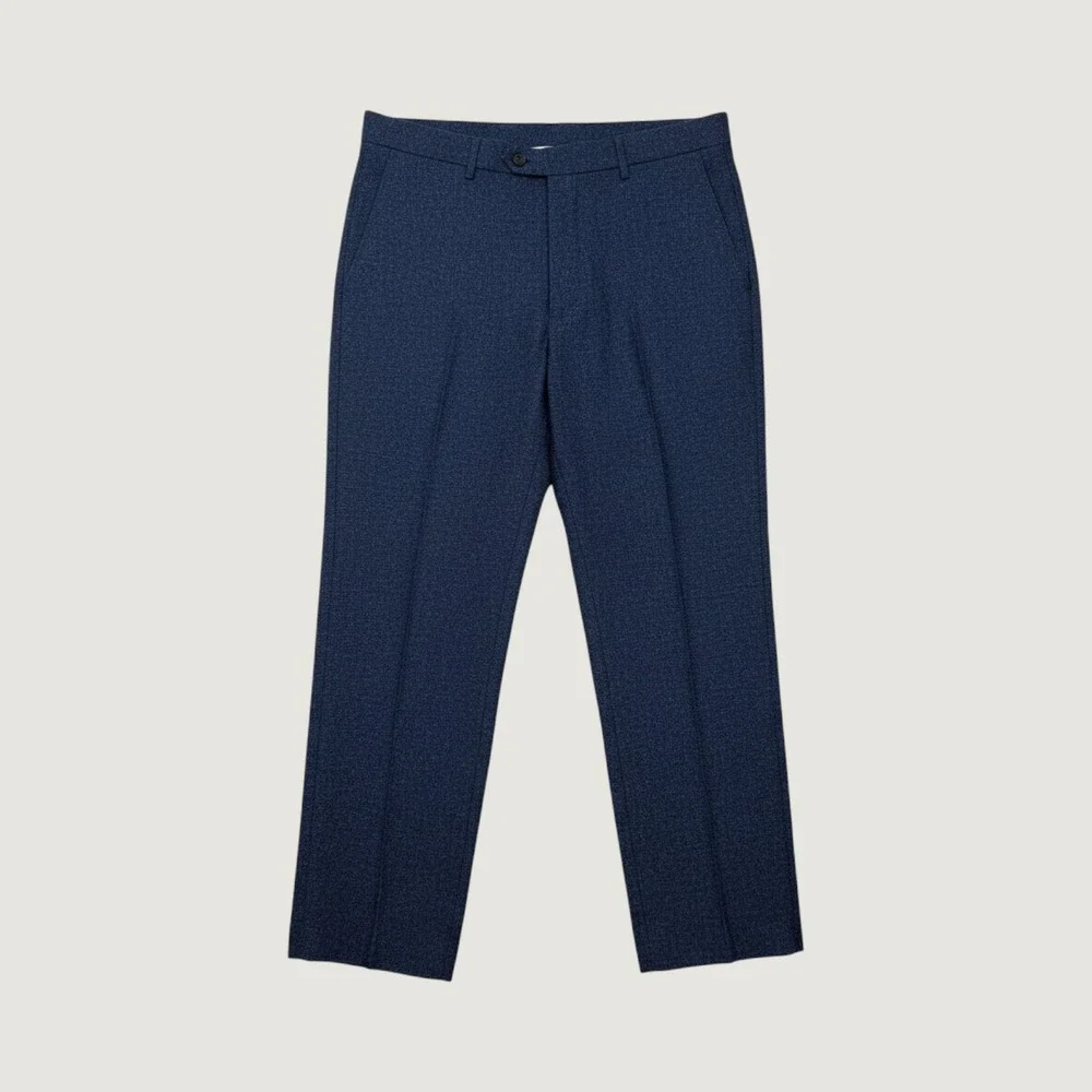 Canali 1934 Blue Melange‎ Textured Flat Front Dress Pants Mens 33x27.5 Luxury